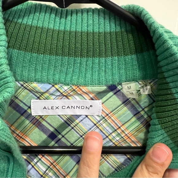 Alex Cannon Quarter zip Sweater Cotton Green 
Medium - Picture 2 of 6